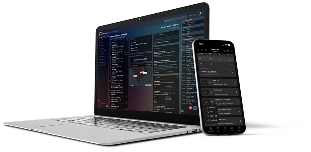 Laptop and smartphone displaying apps