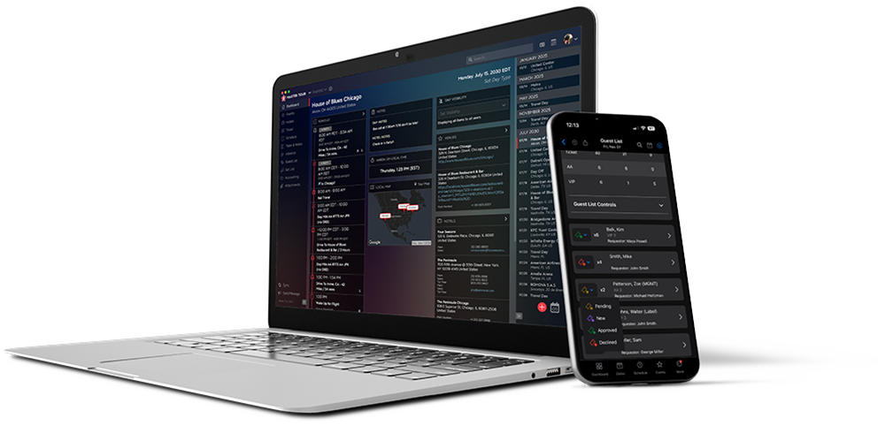 Laptop and smartphone displaying applications