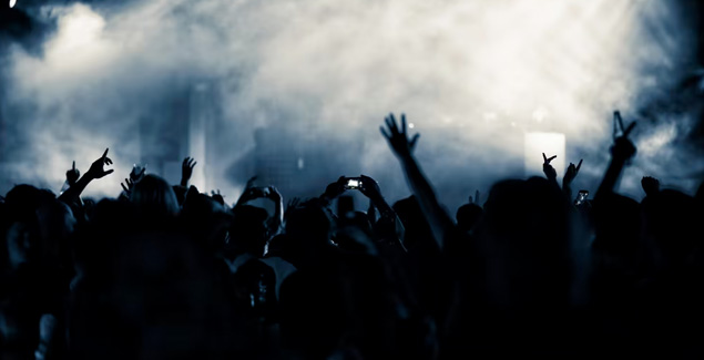 Crowd at a concert with lights